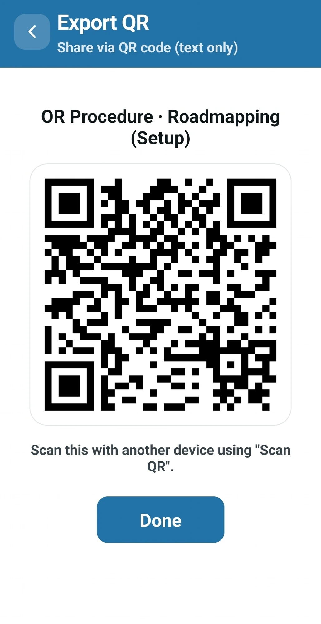 Generated QR code for sharing an OR procedure in X-Ray Vault