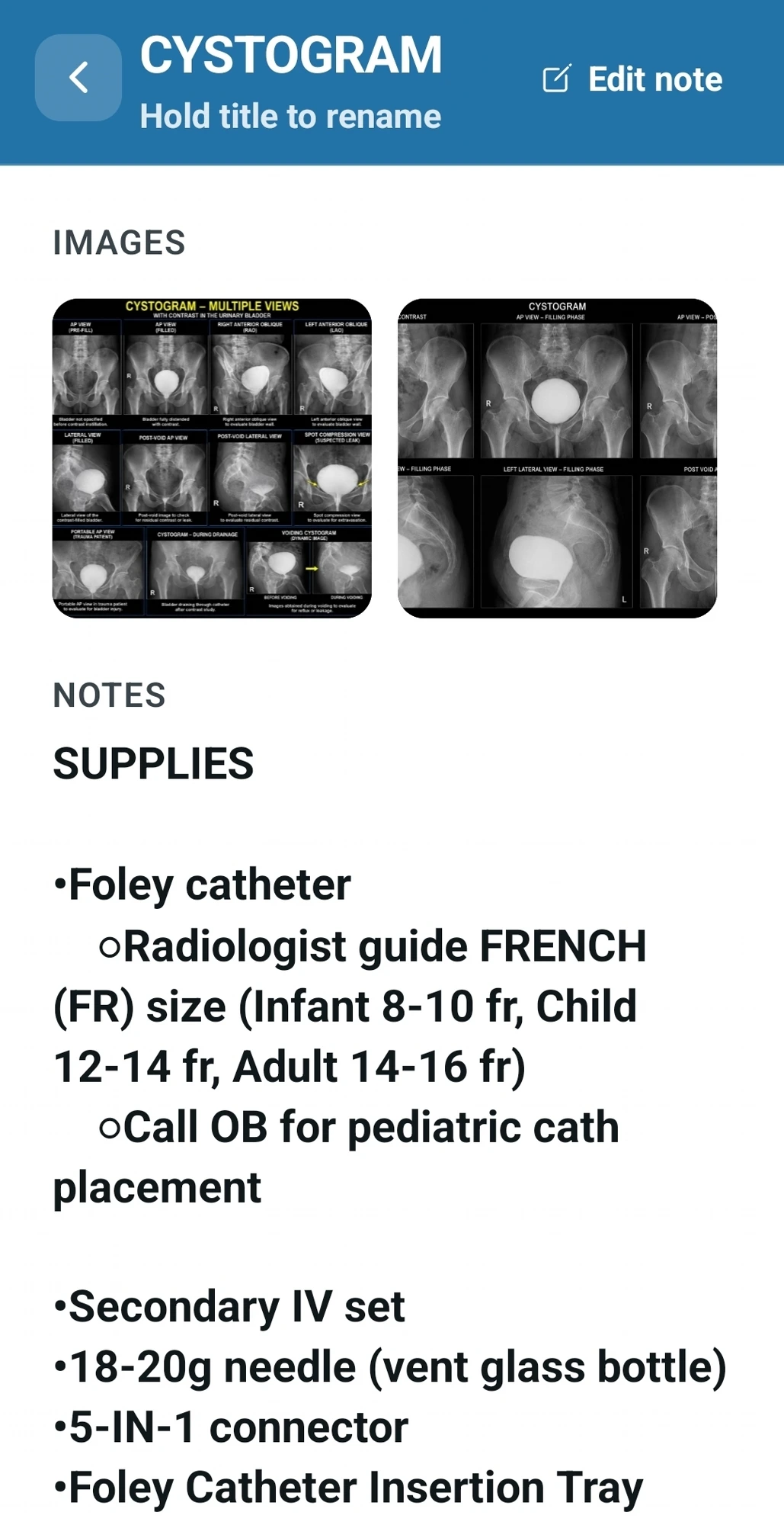 Lithotripsy exam guide with reference images and notes in X-Ray Vault