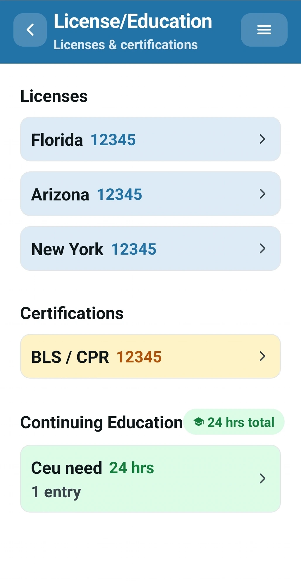 License and education tracking