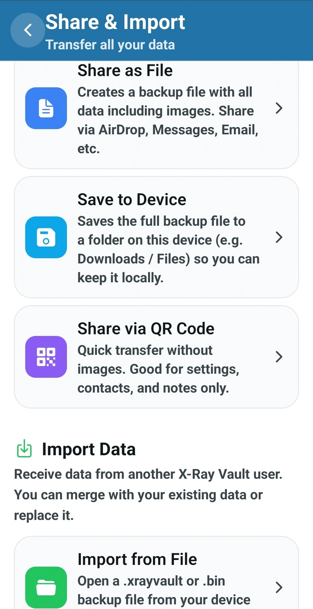Share and import data